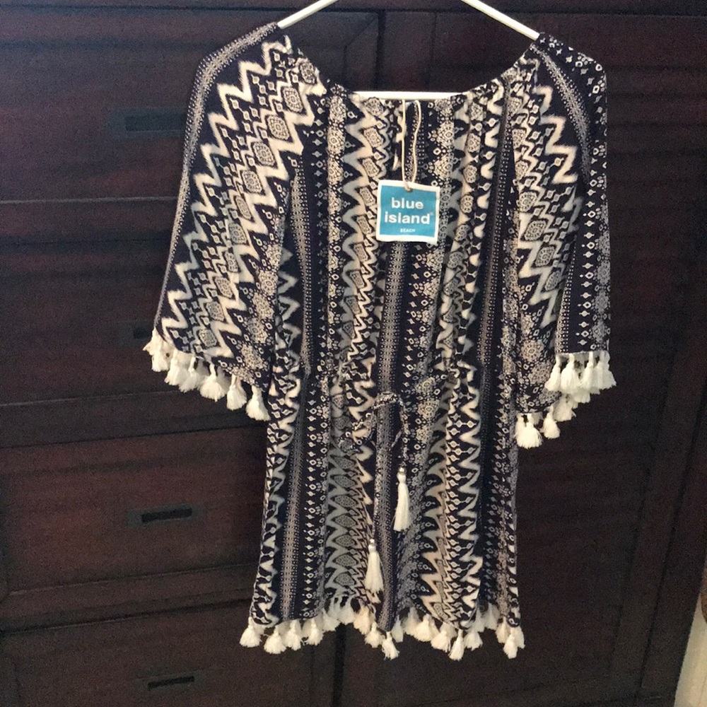 NEW!! Blue Island Boho Beach Cover-Up